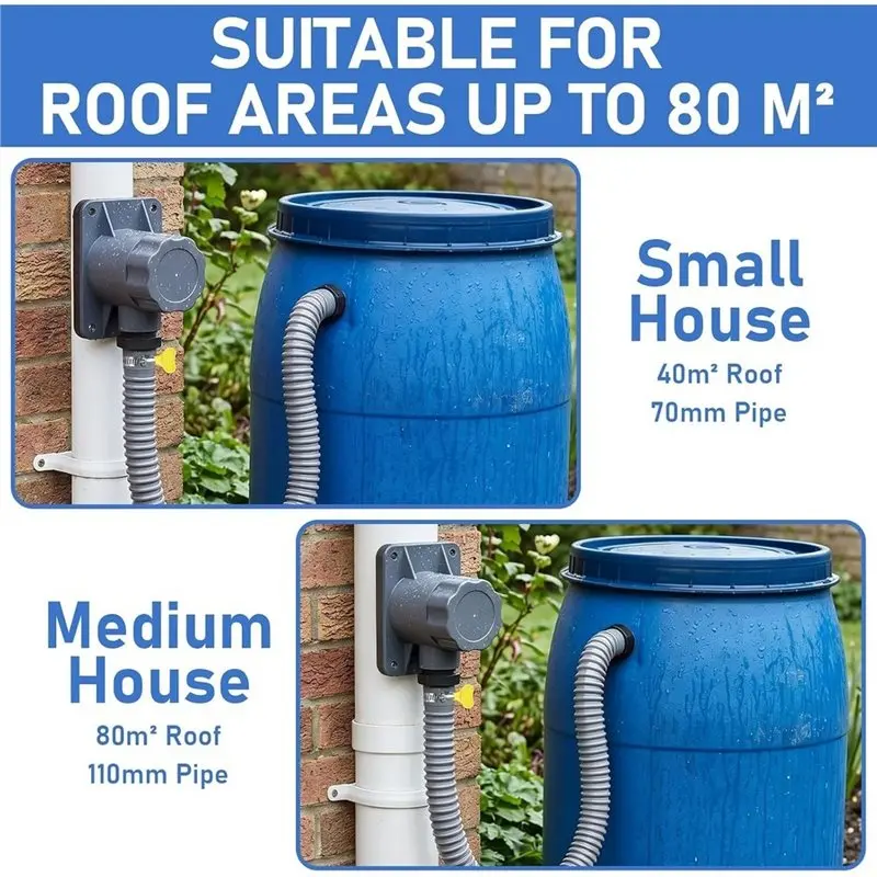Rainwater Collector System Includes 70-110 Mm Downpipe, Mounting Accessories And 100 Cm Hose,For Roofs Up To 80 M2 Rain