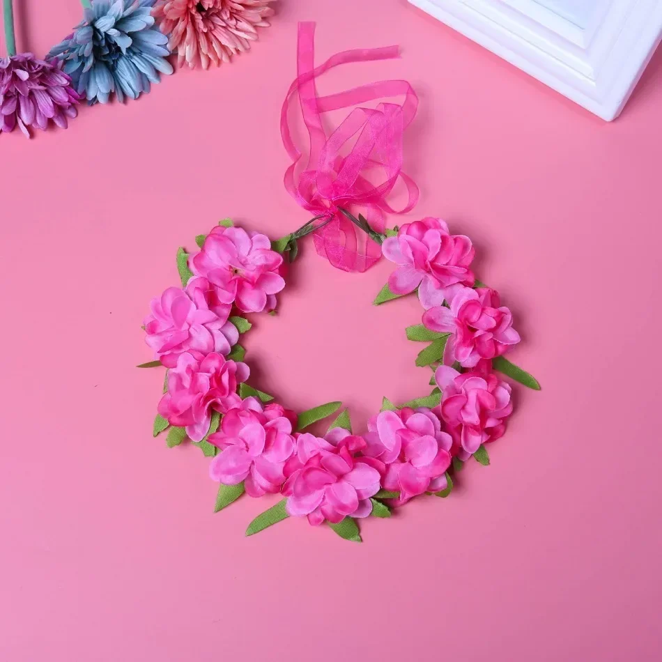 Flower Wreath Hairband with Ribbon, Artificial - Prime for Beach Weddings, Photography, Kids' Parties