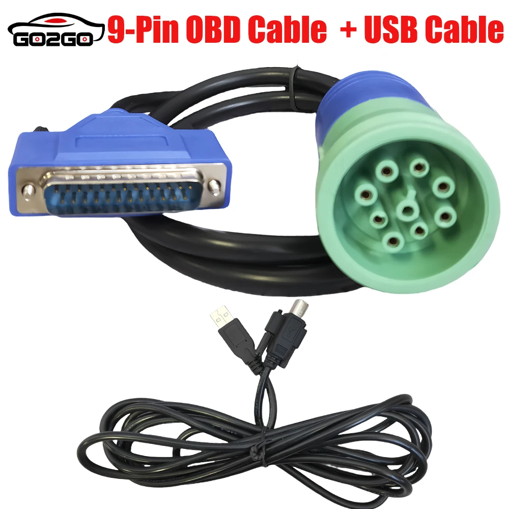 9 Pin + OBD Cable  USB CABLE for New Holland CNH DPA5 Electronic Service Tools Agriculture Diagnostic Scanner tool