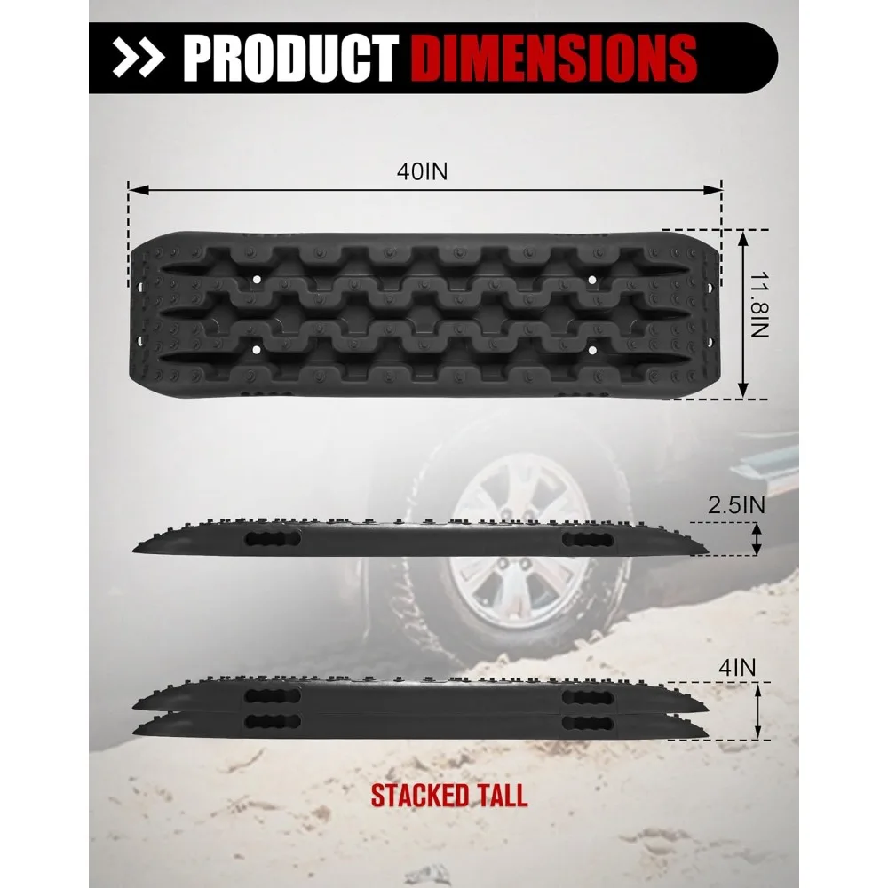Placas de tracción de recuperación de alta resistencia, 2 uds., con correas y bolsa para arena, barro, nieve, todoterreno