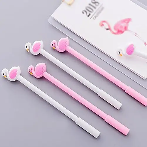 12 Pcs Cute Kawaii Swan Flamingo Gel Ink Pen Writing Tools Ballpoint Black Ink Cute Kids Party Gift Funny School