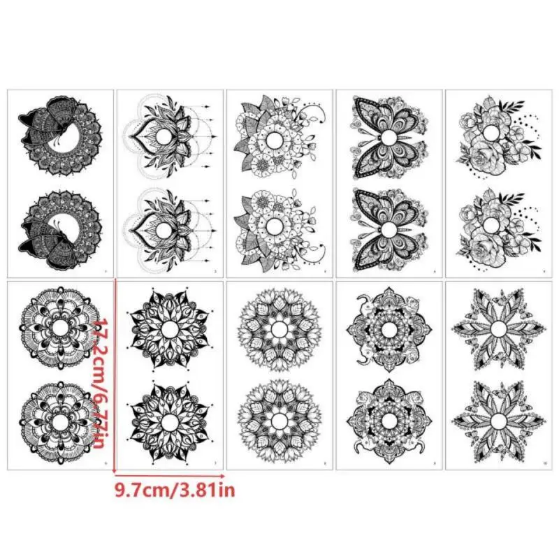 1Pack 10Sheets Sexy Chest Tattoo for Adult , Mandala & Butterfly Tattoo, Versatile Body Art Stickers, Easy to Remove