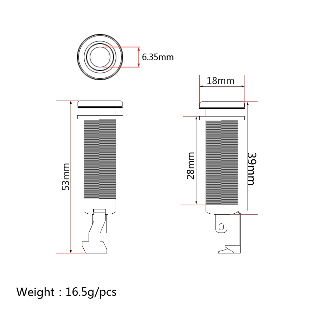

1/4 Inch 6.35Mm Threaded Cylinder Bass Endpin Pickup Output Input Socket Golden Long Plug Stereo Jack Guitar Output