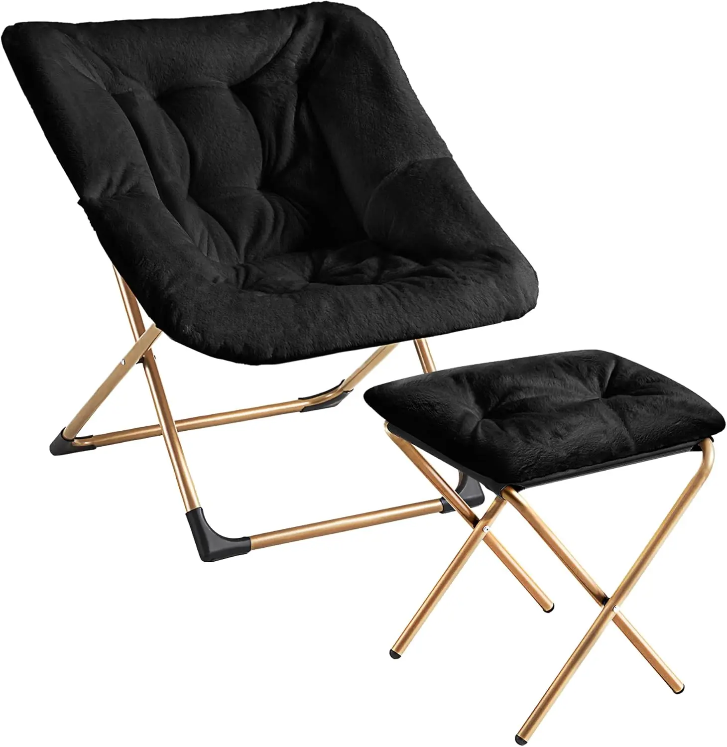 

Comfy Oversized Saucer Chair With Ottoman,Soft Faux Fur Reading Lounge Chair For Adults,Stable X-Large Metal Frame And Non-Slip