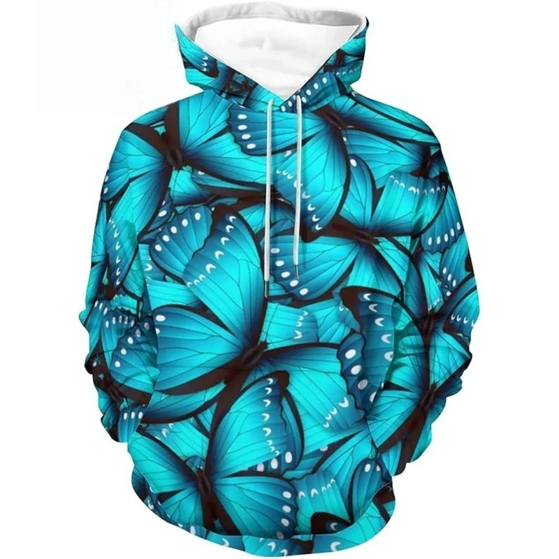 2025 New Fashion Girls' Women's 3D American Flag Printed Sportswear Clothing Men's Butterfly Pattern Hoodie