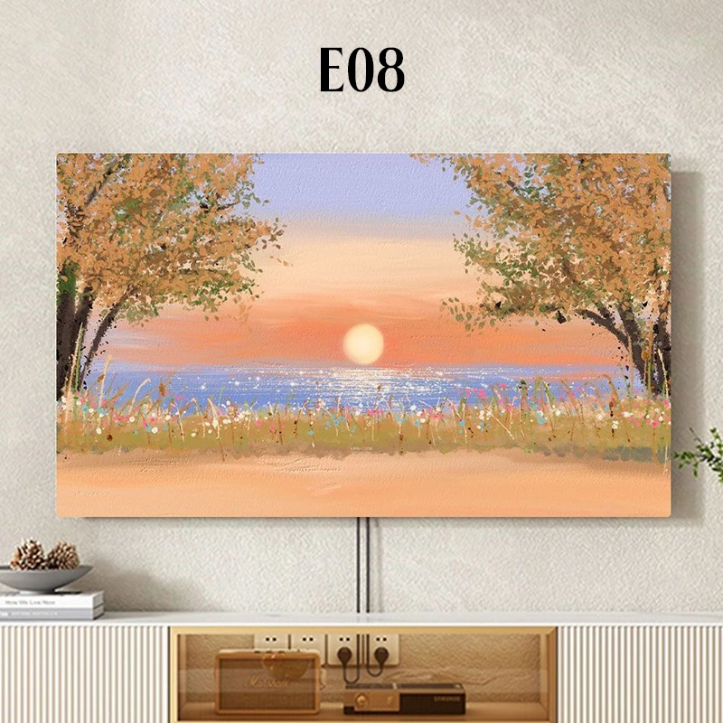 Funda de TV con Estampado de Paisaje a Color, 32/42/46/55/69/76/85 Pulgadas, Funda Elástica de Tela para Televisor, Cubierta Antipolvo, Decoración para el Hogar