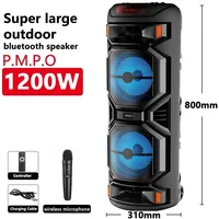 1200W Peak Power Super Large Outdoor Bluetooth Speaker 8 Inch Double Horn Subwoofer Portable Wireless Column Bass Sound With Mic