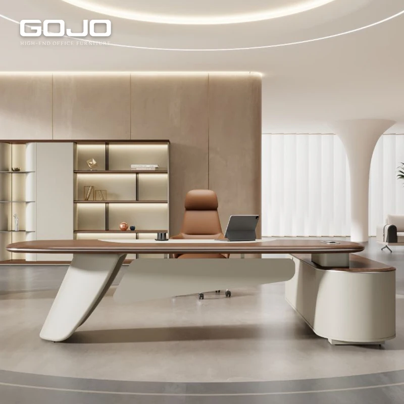 Wholesale Custom Modern Luxury Solid Wood L-Shape Office Desk Durable Modular Boss Director's Corner Manager's Table