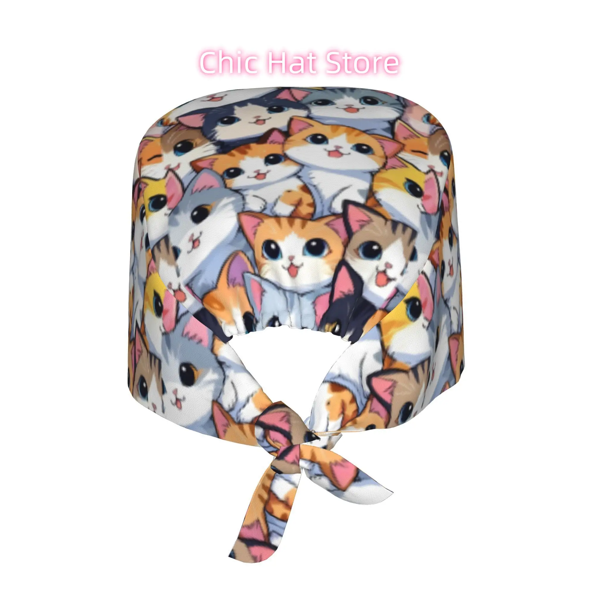 1pc of Unisex Stylish Printed Work Cap - Lightweight Adjustable Skull Cap with Tie-Back for Nurses, Dustproof Chef And Cooking C