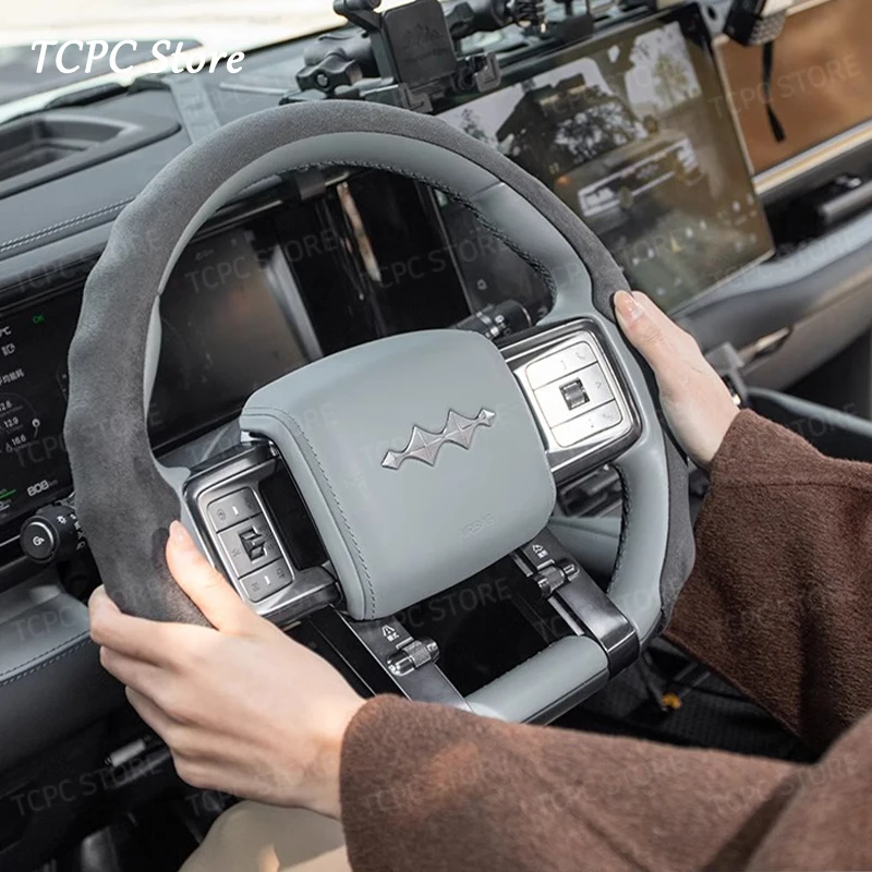 

For BYD Formula Leopard 5 8 Denza B5 High luxury Suede Car Steering Wheel Cover personality Sleeve type Soft Cover car accessory