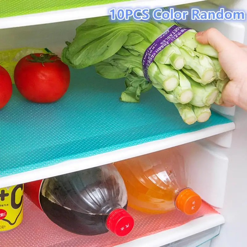 

10PCS EVA Waterproof Refrigerator Liner Mat Washable Mildew Kitchen Pad Anti-oil Cabinet Drawer Placemat Heat-insulat Fridge Mat