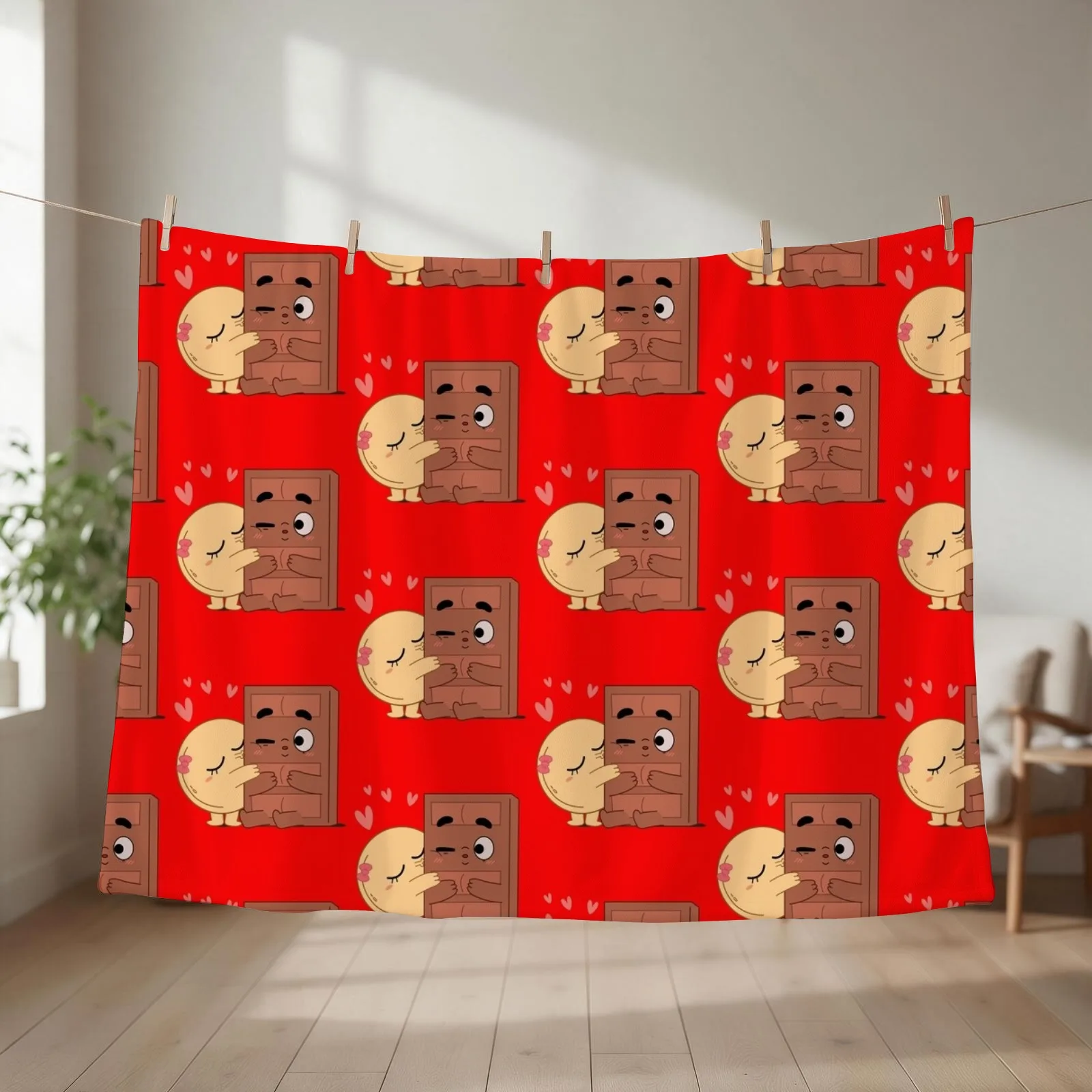 Sweet Kisses Choco Pancake Valentines Couples Love Throw Blanket