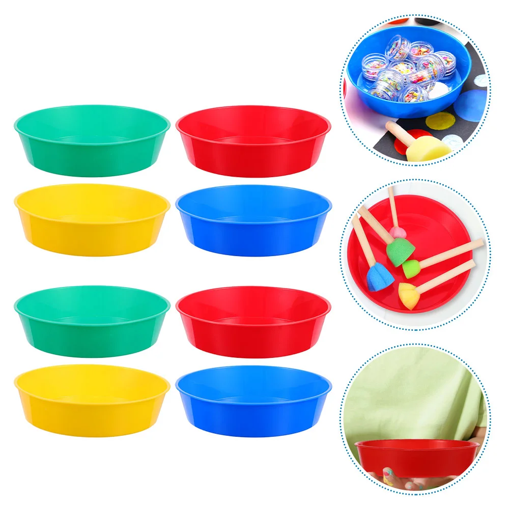 8 Pcs Plastic Palette Bowl Watercolor Mixers Pigment Tray 4 Discs Set Easy Exquisite Craftsmanship Bright Colors