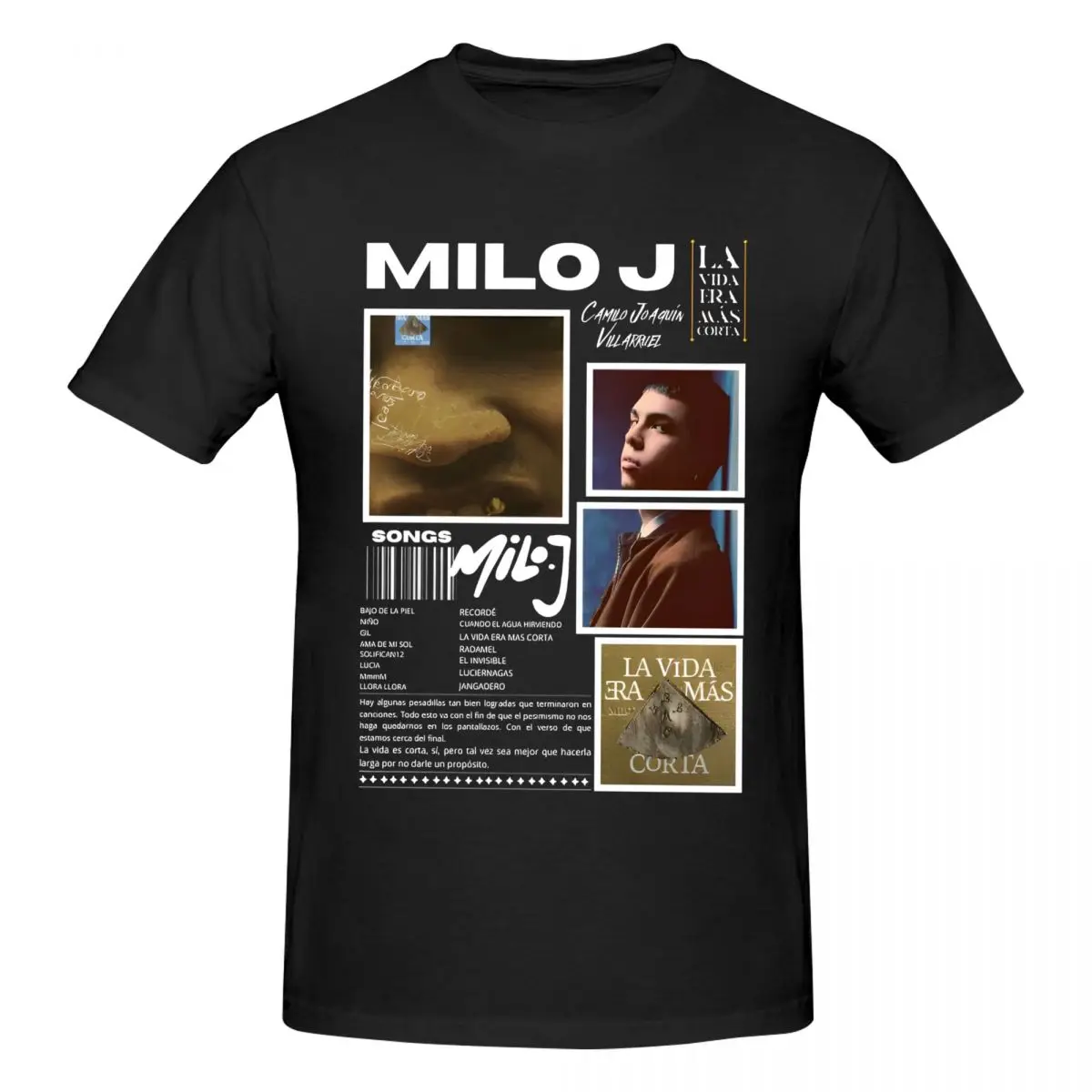 Rapper Milo J La Vida Era Mas Corta Trending T Shirts Graphic Y2K Gifts Cotton Men Women T-Shirt Clothes