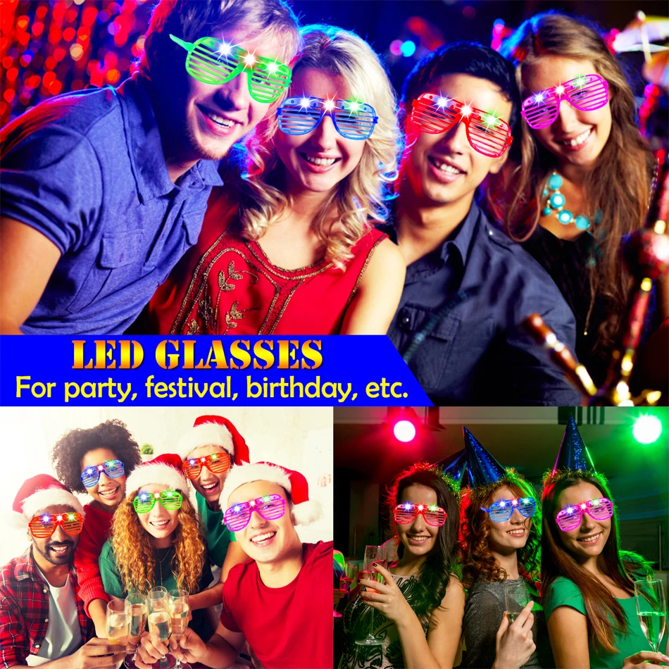 10/30 Pcs Light Up LED Glasses 5 Colors Glow Glasses Glow in The Dark Party Supplies Neon Party Favors for Kids Adults