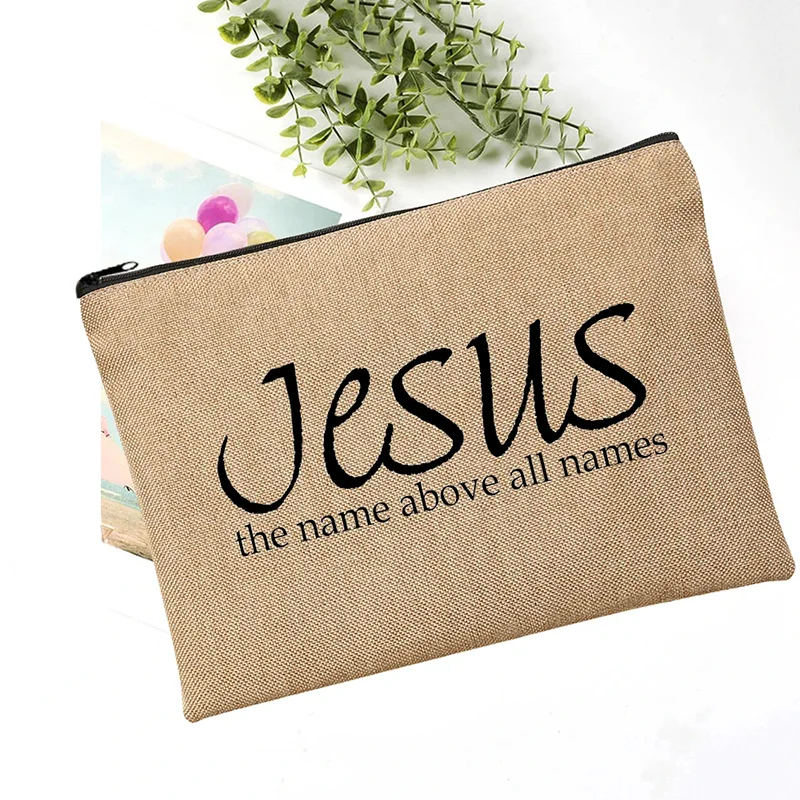 Faith Over Fear Christian Printed Makeup Pouch Women Cosmetic Make Up Bag Religion Graphic Fearless Slogan Toiletry Bags Purse