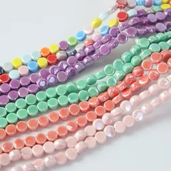 20pcs 8mm Chinese Ceramic Beads Cindy Color Round Flat Spacer Beads For Jewelry Making Finding DIY Bracelet Necklace Accessories
