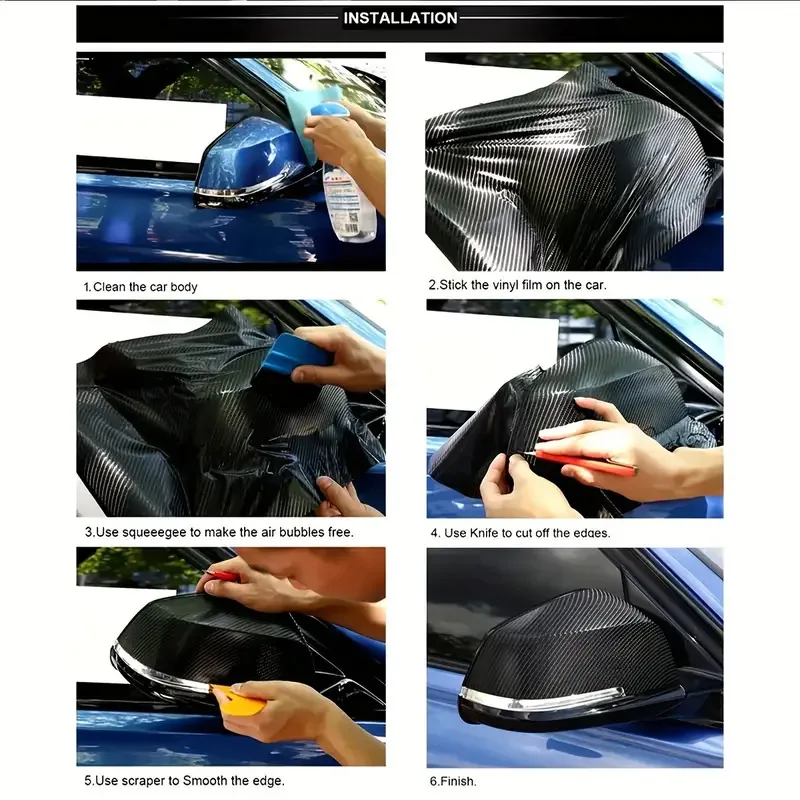 Hochwertige 3D-Vinylrolle aus weißem Karbonfaser mit selbstklebendem Aufkleber mit Air Release – Detail 5