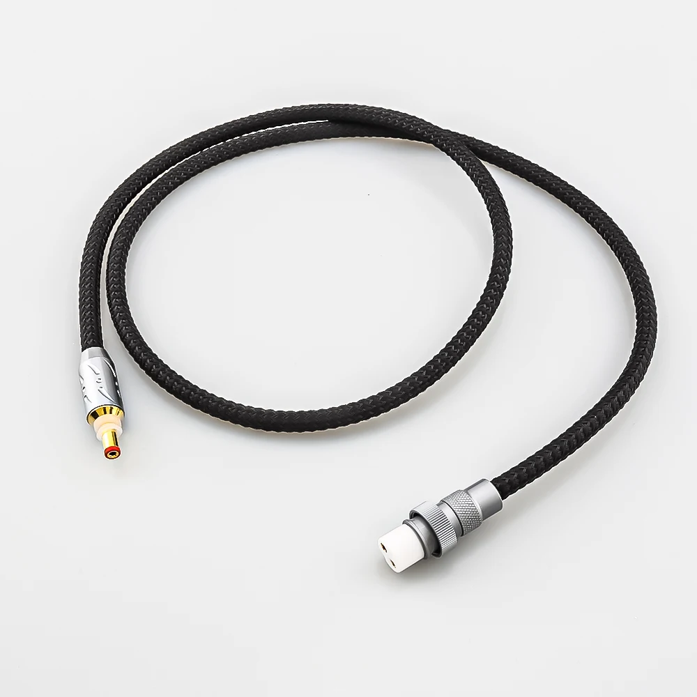 Viborg 100% Pure Solid Silver DC cable aviation plug GX16-2 core to DC plug 5.5mm*2.1mm/2.5mm linear power output DC line