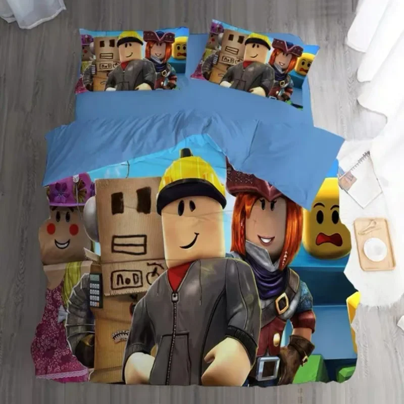 

Комплект постельного белья в стиле аниме Robloxs с ярким принтом, полиэстер, для студенческих общежитий, простыня, пододеяльник, домашний текстиль