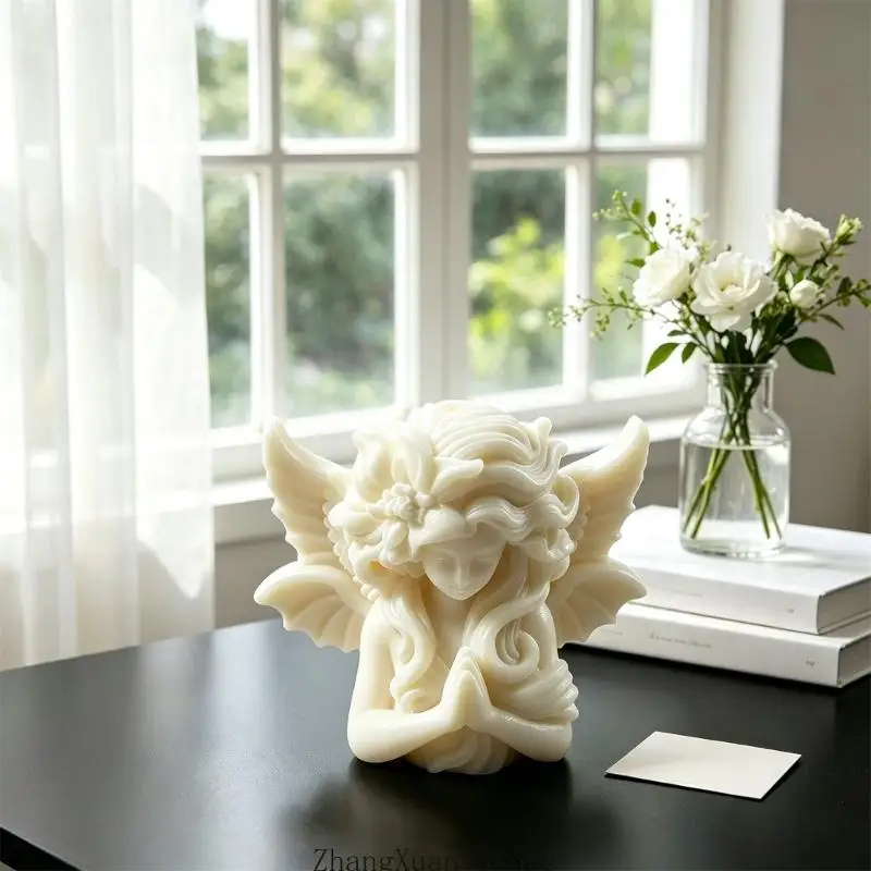 Praying Angel Figure Casting Mould for Candle, Plasters, Resin Craft Project 3XUF