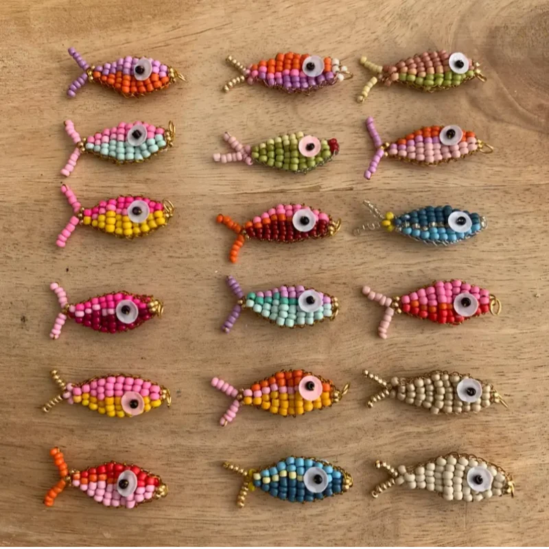 

Colorful Beaded Fish Bag Pendant Fashion Diy Luxury Exquisite Keychain Pendant Contrasting Color Handmade Beaded Accessory Gifts