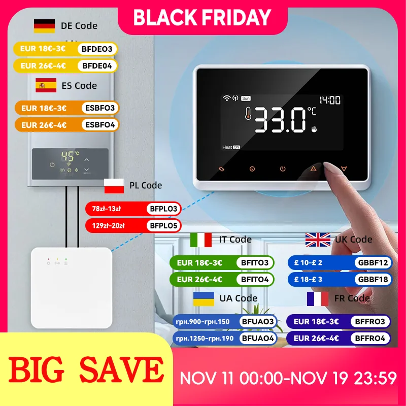 Nuevo Termostato Wifi inalámbrico Tuya, caldera de Gas con batería, termostato de caldera Wifi, controlador de temperatura, Alexa, Google Home