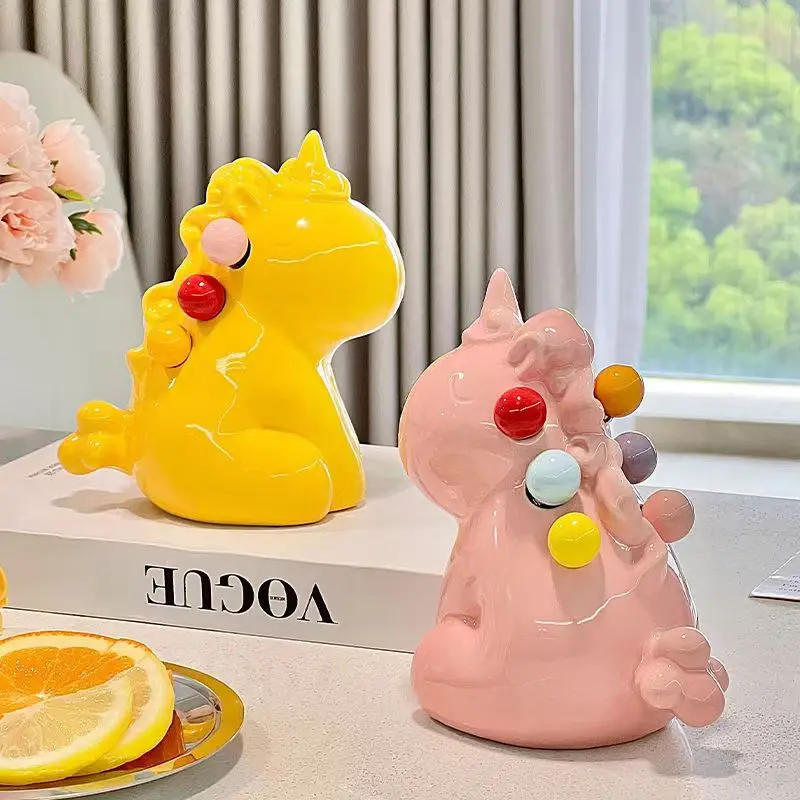 Cute unicorn fruit fork set, high-end appearance, cute ceramic fruit fork box, home use, stainless steel fruit fork