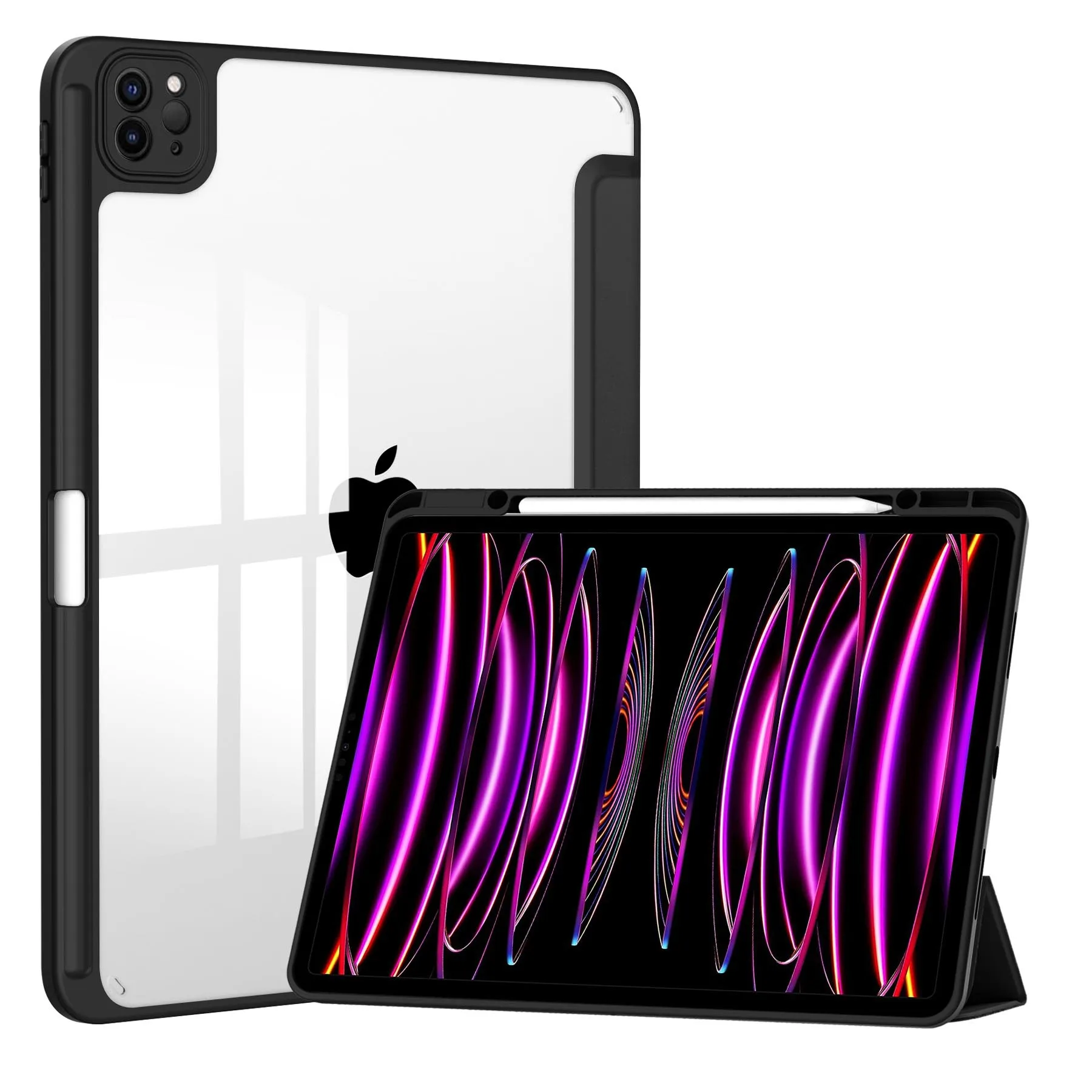 Stand Case for iPad Pro 12.9 (3rd/4th/5th/6th) iPad Air 13 (2024/2025), Tri-fold Durable Acrylic Protective Sleeve with Pen Slot