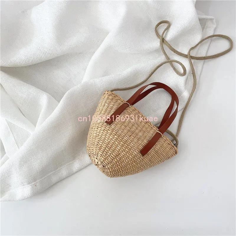 Kids Straw Bag Cute Girls Mini Crossbody Bags Rattan Toddler Purses and Handbags Child Messenger Bag