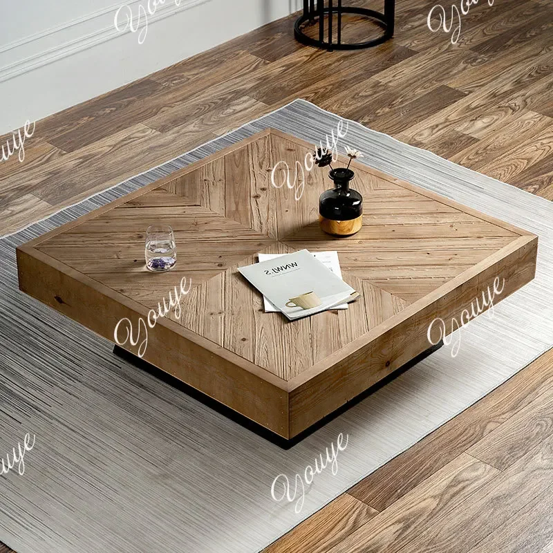 

J Nordic Living Room French Personality Simple Modern Solid Wood Designer Coffee Table Retro Old Coffee Table American Country