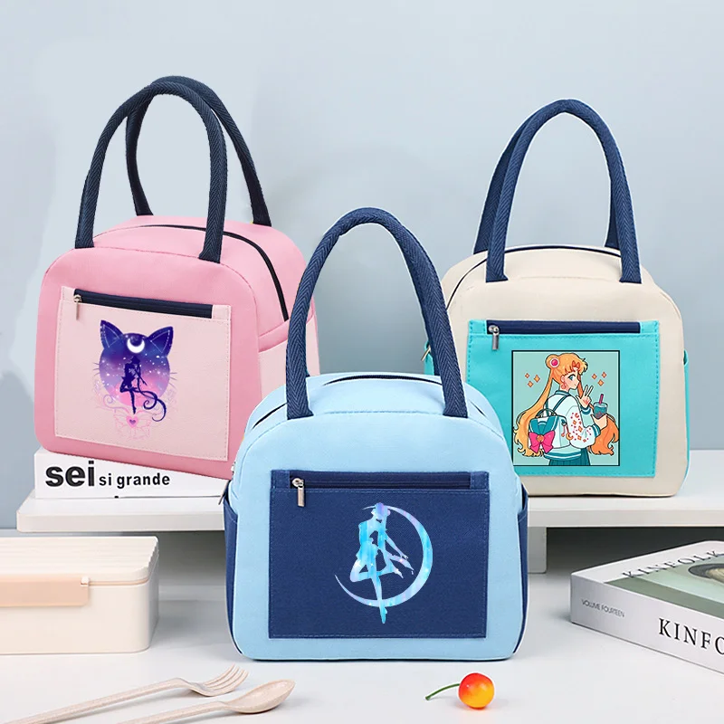 

Sailor Moon Lunch Bag Cartoon Insulated Meal Storage Pack Office Student Supplies Thermal Handbag for Girls Travel Portable Bags