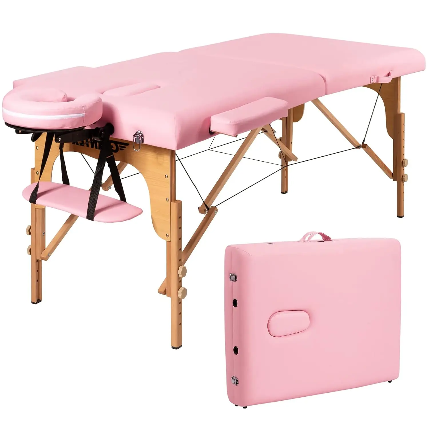 

Portable Massage Table Lash Bed, 2 Fold Massage Bed Spa Bed Height Adjustable w/Face Cradle & Carry Case, Professional Facial Sa