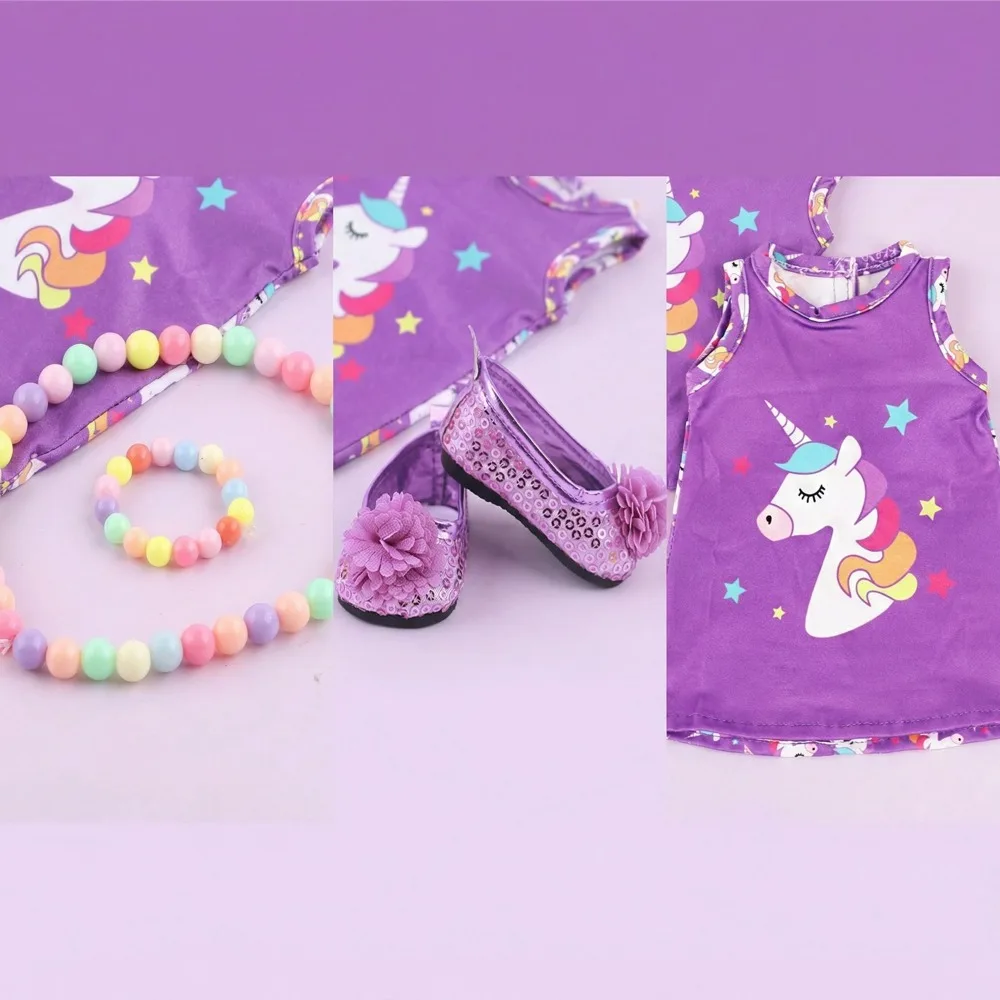 4 Pcs/Set Purple dress set For 43 Cm Born Baby Reborn Doll Clothes Accessories 18 Inch Doll Girls Toys Our Generation Nenuco