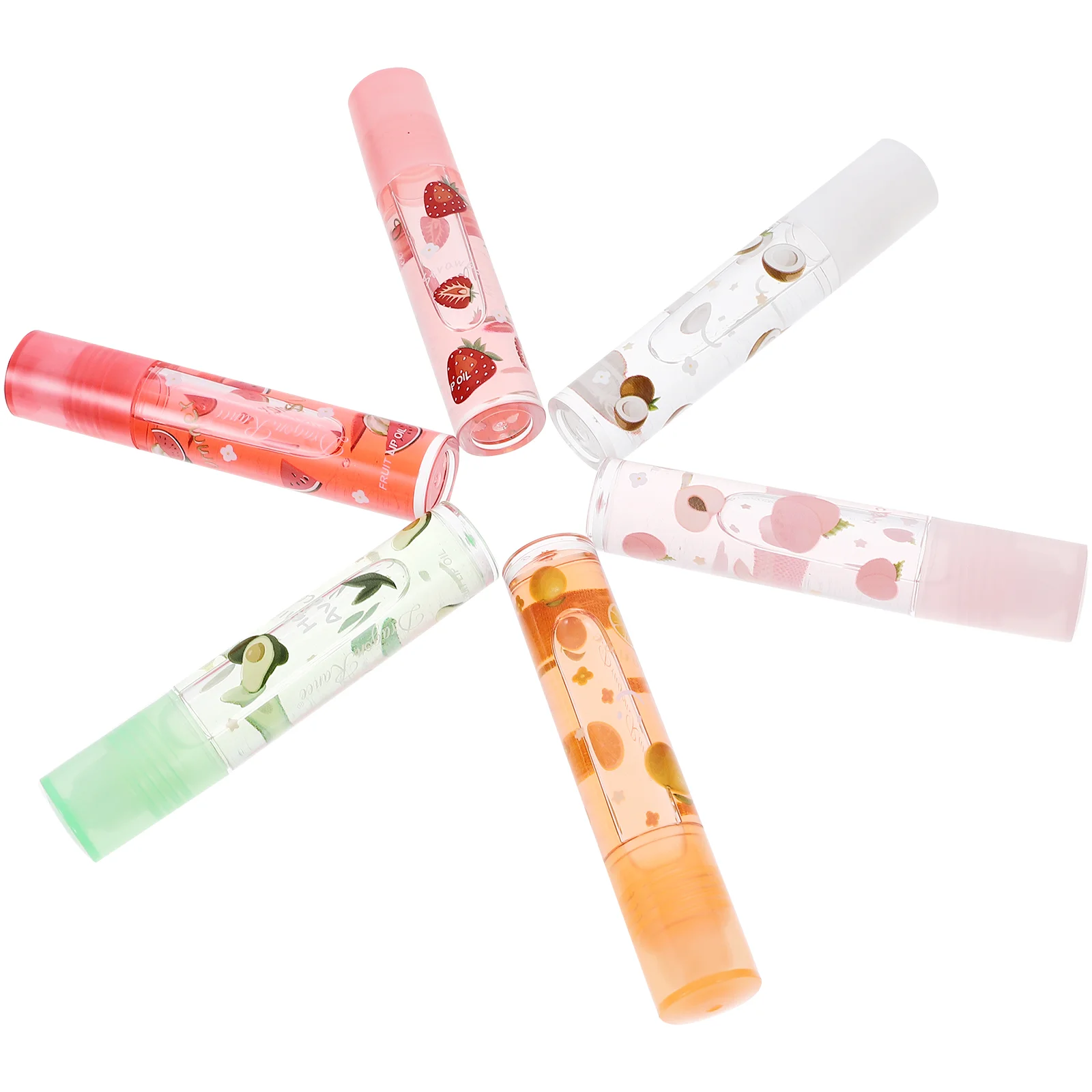 6 Pcs Fruit Fruit-flavored Pomade Fresh Transparent Liquid Moisturizing Lipstick