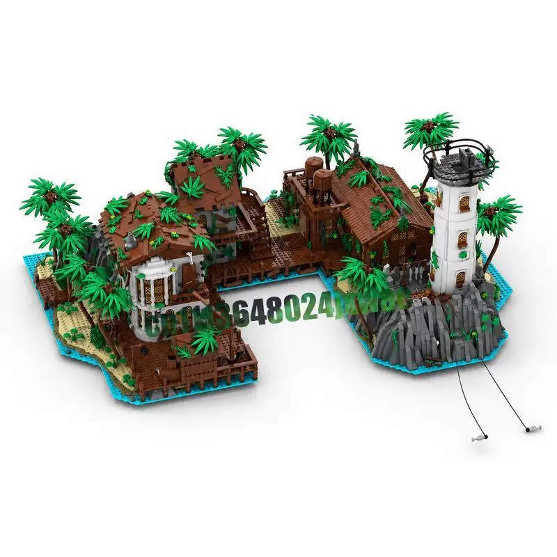 NEW 9888PCS Pirate Island Bay MOC Harbour Tavern Prison Model Custom Puzzle DIY Creative Assembly Educational Toy Popular Gifts