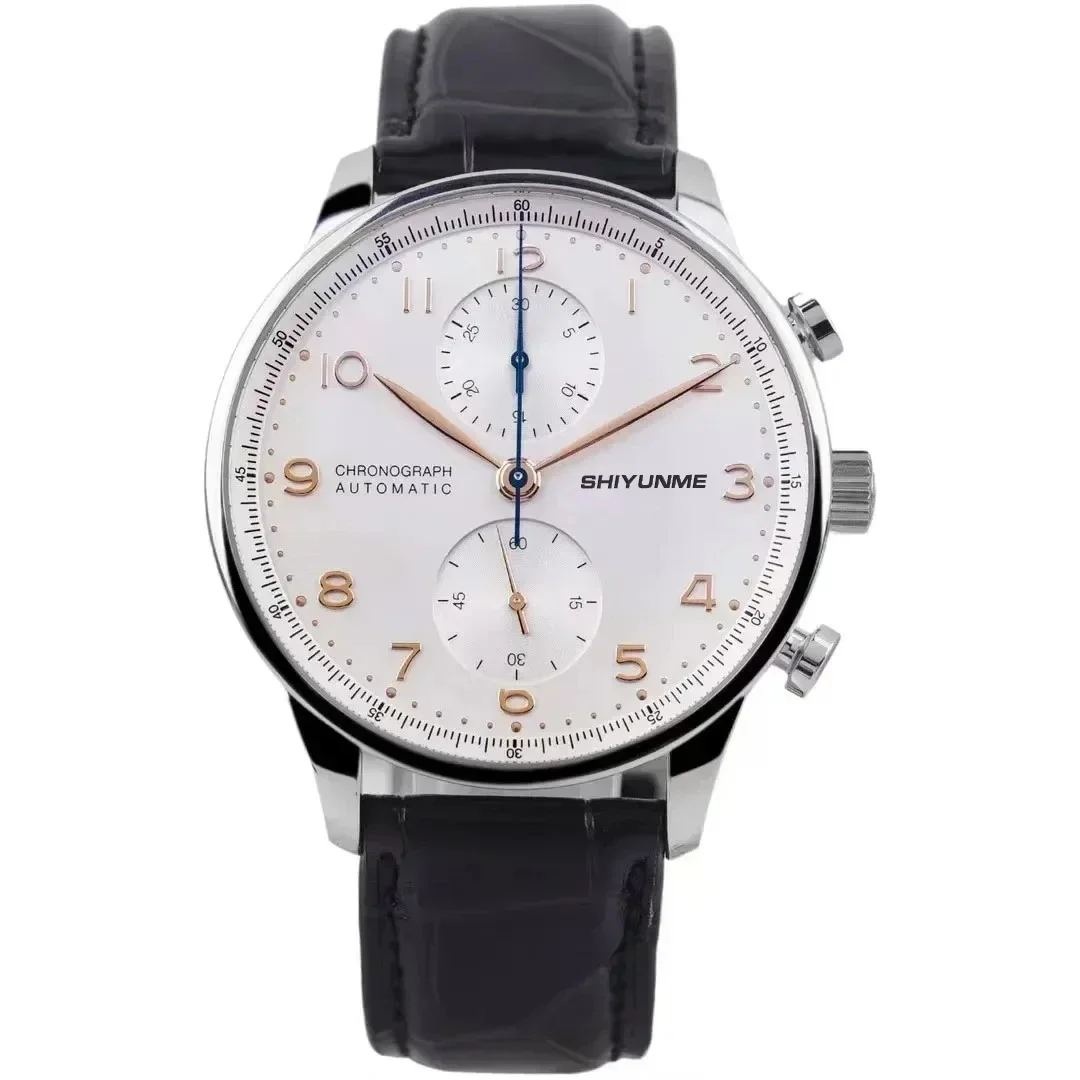 WATCH1 Store ساعة للجنسين كرونوغراف عنب أوتوماتيكية ميكانيكية متعددة الوظائف بمينا ستانلس ستيل