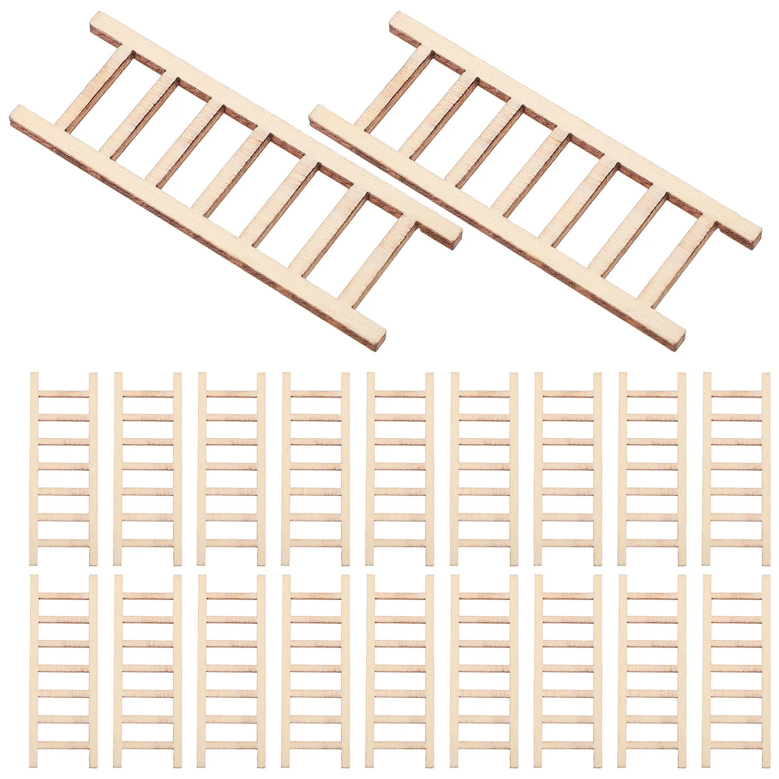 

20pcs Mini For Dollhouse Mini Wood House Ladder Sand Garden Diy Miniature Furniture Small Garden Ornament Ladder Decor