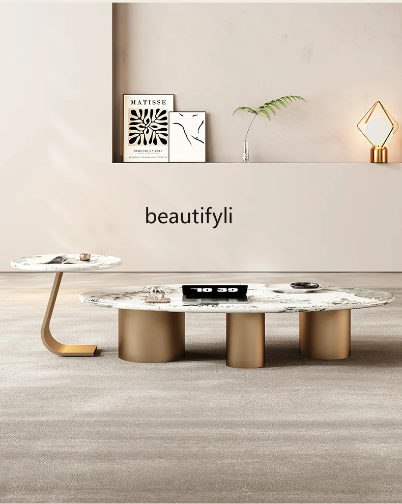 Luxury Stone Pure Natural Pandora Modern Minimalist French Entry Lux Living Room High-End Art Tea Table