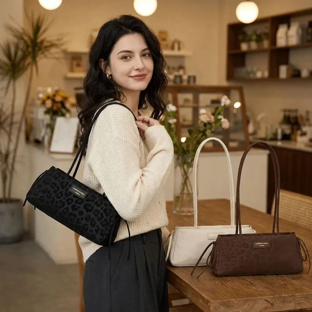 Easy And Trendy Polyester French Stick Bag Drawstring Bow Large Capacity Armpit Bag Lightweight Textured Handbag Office