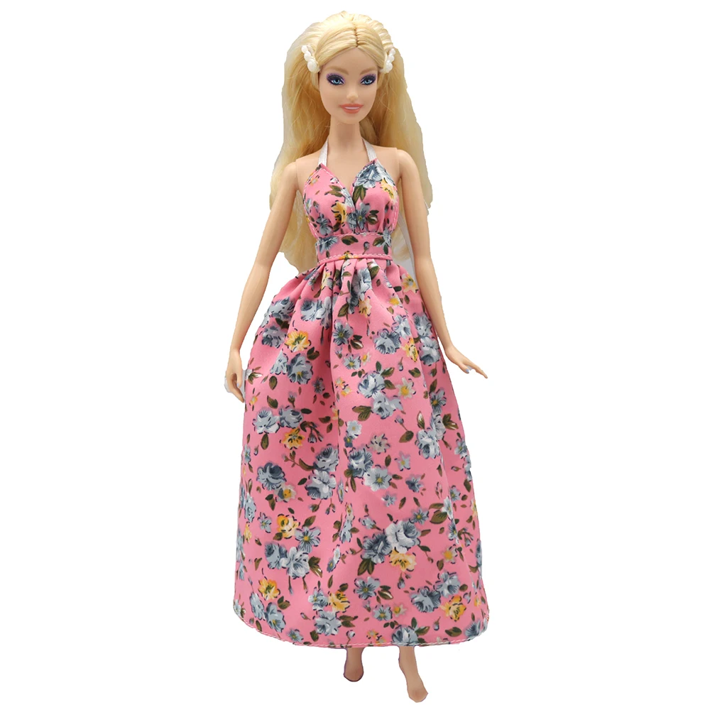 Doll clothing  30cm 1/6 Flower skirt hanging neck skirt retro long skirt pinkDaily Wear Accessories Clothes for Barbies doll