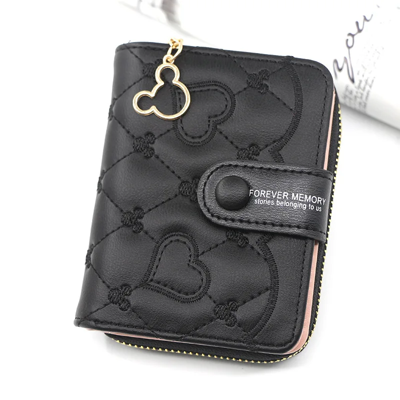 Women Wallets Luxury Brand Red Black Small Mini Coin Purse Hasp Card Holder Ladies Wallet Zipper Female Leather Buckle Wholesale