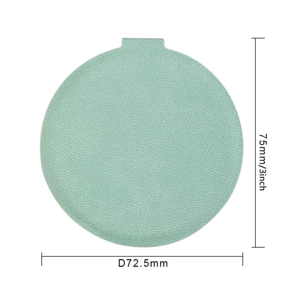 Miroir de maquillage rond pliable en acier inoxydable, support de bureau compact, petit miroir de poche en PU, cosmétique de beauté