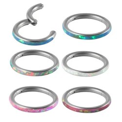 1PC High Quality Septum Clicker Segment Nose Ring Earring Hoop Dangle Fire Opal Ear Cartilage Tragus Helix Lobe Piercing Jewelry