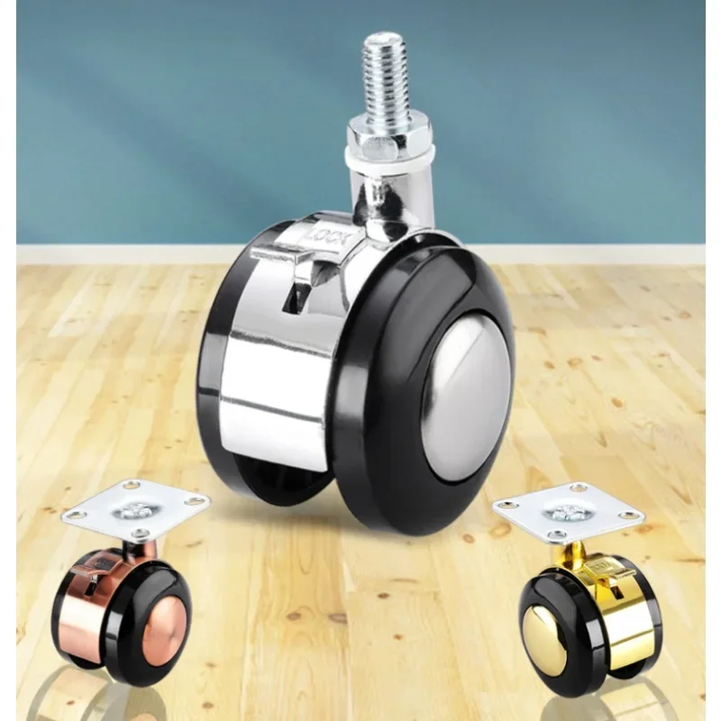 4 Pcs 1.6''/2'' Zinc Alloy Decorative Universal Wheel Flat Thread Screw Tea Side Table Pulley Roller Small Furniture Wheels