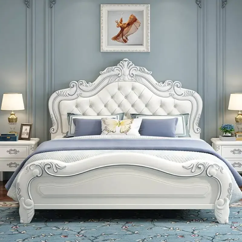 سرير مزدوج على الطراز الفرنسي للتخزين، لوح رأسي فاخر للأميرة الحديثة، سرير مزدوج خشبي، أثاث غرفة نوم Queen Letti Matrimoniali