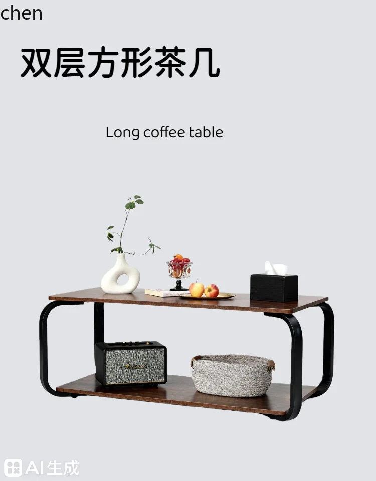 طاولة قهوة HXL بطبقة مزدوجة لغرفة المعيشة والمكتب بتصميم بسيط #6