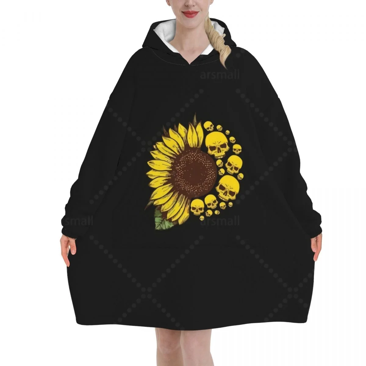 عباد الشمس يمكن ارتداؤها الفانيلا بطانية هوديي المتضخم مقنعين بطانية البلوز البلوز الصوف شيربا البطانيات