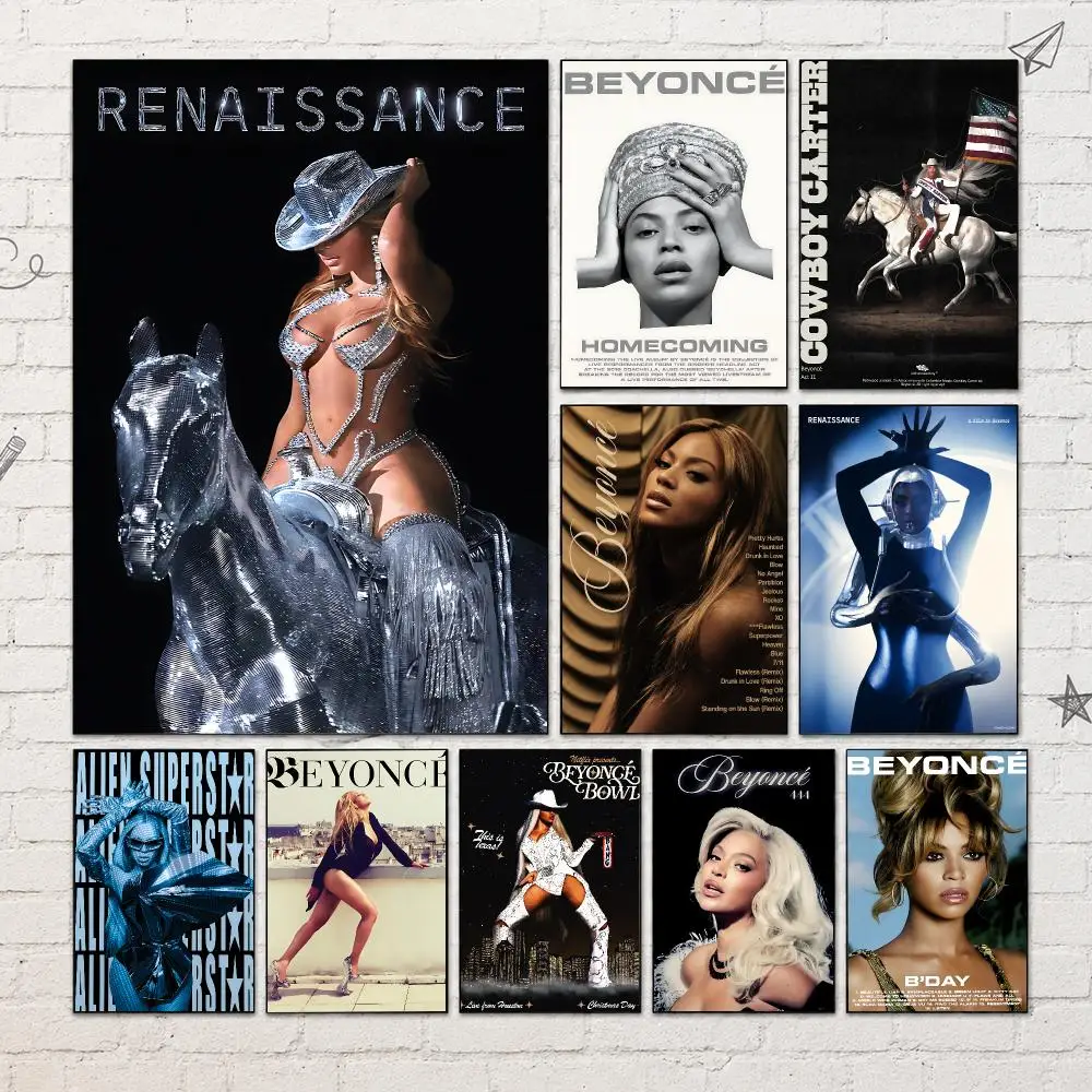Singer B-Beyonce Poster PP Self-Adhesive Waterproof Wall Decor for Bedroom,Living Room,Dorm,Bar Aesthetic Decor Gift