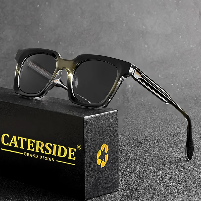 CATERSIDE Retro Square Men Sunglasses Punk Luxury Designe Small Sun Glasses Women Driving Travel Fishing Eyewear UV400